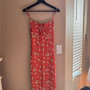 Mango Red and White Maxi Dress